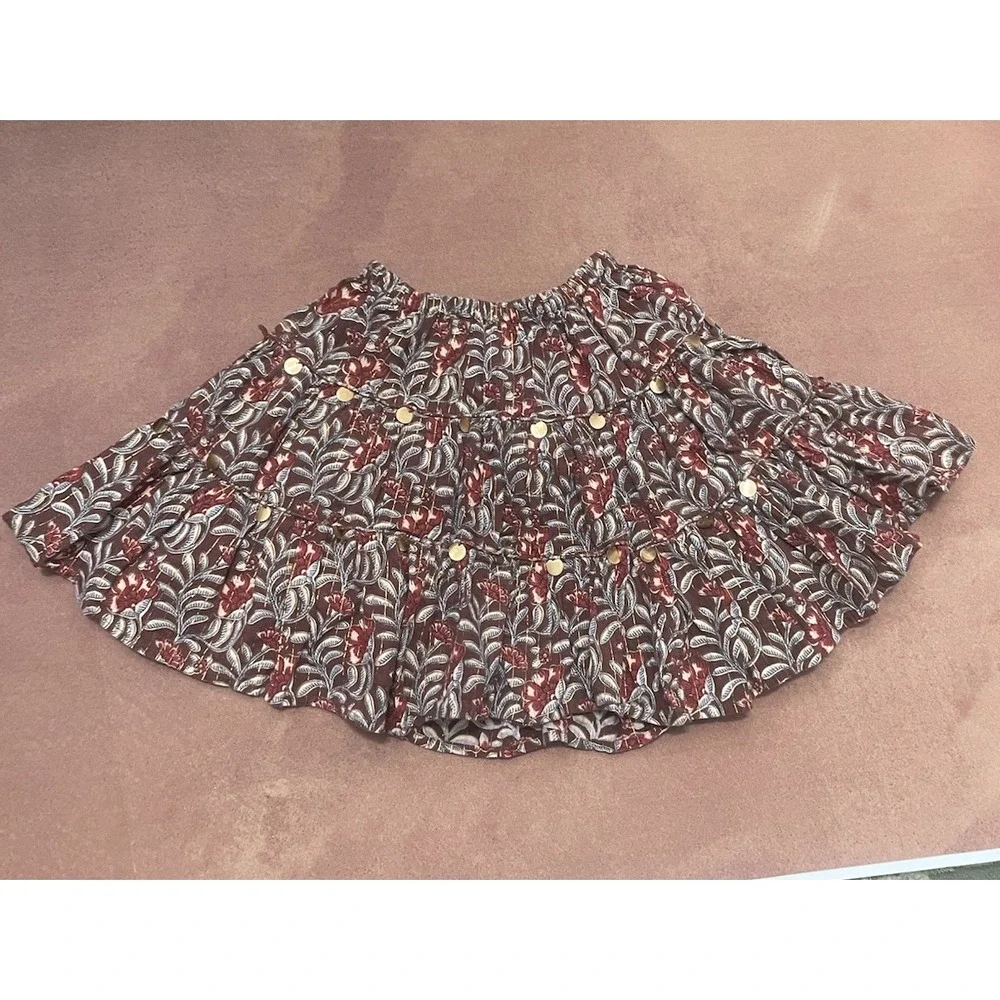 Pink Chicken New York Ruffle Full Girls Bohemian Mini  Skirt  Size 7 Year Summer